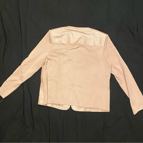 VTG Peter Nygard Light Pink Leather FLORAL RHINESTONES Sweater Jacket XL - Picture 2 of 3